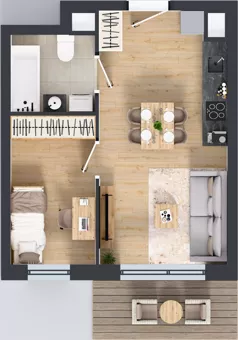 2 pokoje, mieszkanie 33,85 m², piętro 1, oferta nr XII/6, Metro Art 12, Warszawa, Praga Południe, Kamionek, ul. Chodakowska 38