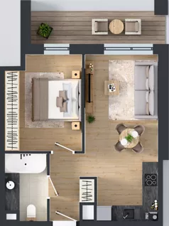 2 pokoje, mieszkanie 39,93 m², piętro 1, oferta nr A1, Concept Ćwiklińska, Warszawa, Białołęka, Tarchomin, ul. Elżbiety Barszczewskiej 2