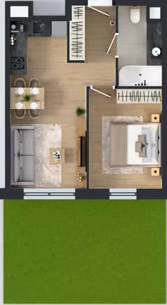 2 pokoje, mieszkanie 39,19 m², parter, oferta nr A104, Concept Ćwiklińska, Warszawa, Białołęka, Tarchomin, ul. Elżbiety Barszczewskiej 2