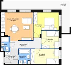 4 pokoje, mieszkanie 70,65 m², piętro 2, oferta nr I/38A, Olchowy Park etap 1 i 4, Warszawa, Białołęka, Kobiałka, ul. Mańkowska