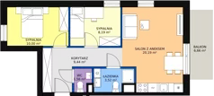 3 pokoje, mieszkanie 53,31 m², piętro 2, oferta nr VI/100, Nova Viva Garden, Warszawa, Białołęka, Brzeziny, ul. Włodkowica 9