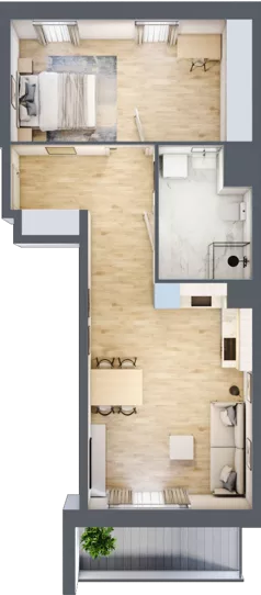 2 pokoje, mieszkanie 52,41 m², piętro 1, oferta nr II/7, Neo Nova Ochota 2, Warszawa, Włochy, Raków, ul. Łopuszańska 36B