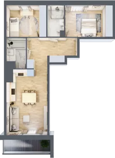 3 pokoje, mieszkanie 61,11 m², piętro 2, oferta nr II/53, Neo Nova Ochota 2, Warszawa, Włochy, Raków, ul. Łopuszańska 36B