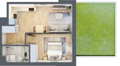 2 pokoje, mieszkanie 39,49 m², parter, oferta nr A-21, Miasteczko Julianów, Julianów, ul. Urbanistów