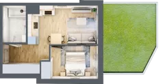 2 pokoje, mieszkanie 36,52 m², parter, oferta nr A-4, Miasteczko Julianów, Julianów, ul. Urbanistów