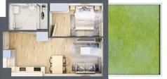 2 pokoje, mieszkanie 40,13 m², parter, oferta nr C-128, Miasteczko Julianów, Julianów, ul. Urbanistów