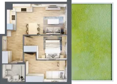 3 pokoje, mieszkanie 47,65 m², parter, oferta nr A/125, Olchowy Park 3, Warszawa, Białołęka, Kobiałka, ul. Marii Callas 20, 20A