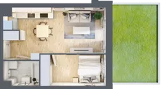 2 pokoje, mieszkanie 33,77 m², parter, oferta nr A/71, Olchowy Park 3, Warszawa, Białołęka, Kobiałka, ul. Marii Callas 20, 20A