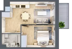 2 pokoje, mieszkanie 34,76 m², piętro 1, oferta nr A/134, Olchowy Park 3, Warszawa, Białołęka, Kobiałka, ul. Marii Callas 20, 20A