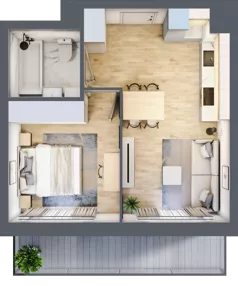 2 pokoje, mieszkanie 37,59 m², piętro 5, oferta nr VII/23, Metro Art 7, Warszawa, Praga Południe, Kamionek, ul. Chodakowska 36