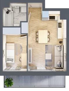 2 pokoje, mieszkanie 33,16 m², piętro 3, oferta nr VII/100, Metro Art 7, Warszawa, Praga Południe, Kamionek, ul. Chodakowska 36