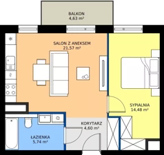 2 pokoje, mieszkanie 46,39 m², piętro 3, oferta nr 15, MISTA Kraków, Kraków, Mistrzejowice, ul. Mistrzejowicka