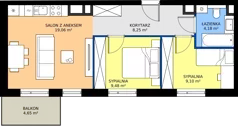 3 pokoje, mieszkanie 50,07 m², piętro 2, oferta nr 12, MISTA Kraków, Kraków, Mistrzejowice, ul. Mistrzejowicka