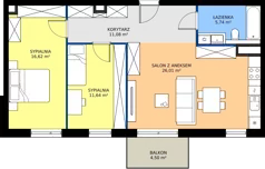 3 pokoje, mieszkanie 71,09 m², piętro 6, oferta nr 39, MISTA Kraków, Kraków, Mistrzejowice, ul. Mistrzejowicka