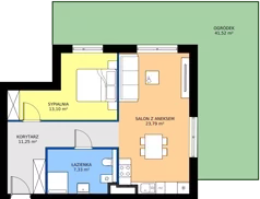 2 pokoje, mieszkanie 55,47 m², parter, oferta nr 1, MISTA Kraków, Kraków, Mistrzejowice, ul. Mistrzejowicka