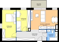 3 pokoje, mieszkanie 63,57 m², piętro 2, oferta nr 69, MISTA Kraków, Kraków, Mistrzejowice, ul. Mistrzejowicka