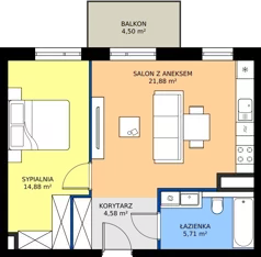 2 pokoje, mieszkanie 47,05 m², piętro 7, oferta nr 98, MISTA Kraków, Kraków, Mistrzejowice, ul. Mistrzejowicka