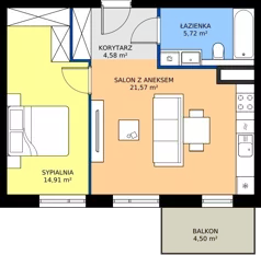 2 pokoje, mieszkanie 46,78 m², piętro 6, oferta nr 95, MISTA Kraków, Kraków, Mistrzejowice, ul. Mistrzejowicka