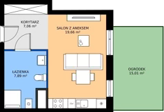 1 pokój, mieszkanie 34,61 m², parter, oferta nr 50, MISTA Kraków, Kraków, Mistrzejowice, ul. Mistrzejowicka