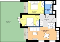 3 pokoje, mieszkanie 56,46 m², piętro 2, oferta nr II/32, Miasteczko Nova Fala 2, Gdynia, Cisowa, ul. Morska 254-262