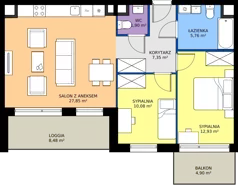 3 pokoje, mieszkanie 65,87 m², piętro 2, oferta nr II/28, Miasteczko Nova Fala 2, Gdynia, Cisowa, ul. Morska 254-262