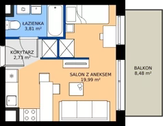 1 pokój, mieszkanie 26,53 m², piętro 5, oferta nr II/59, Miasteczko Nova Fala 2, Gdynia, Cisowa, ul. Morska 254-262