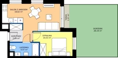 2 pokoje, mieszkanie 36,46 m², piętro 1, oferta nr II/20, Miasteczko Nova Fala 2, Gdynia, Cisowa, ul. Morska 254-262