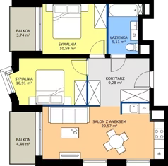 3 pokoje, mieszkanie 56,46 m², piętro 2, oferta nr II/32, Miasteczko Nova Fala 2, Gdynia, Cisowa, ul. Morska 254-262