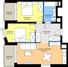 3 pokoje, mieszkanie 56,46 m², piętro 1, oferta nr II/83, Miasteczko Nova Fala 2, Gdynia, Cisowa, ul. Morska 254-262