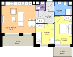 3 pokoje, mieszkanie 65,87 m², piętro 1, oferta nr II/79, Miasteczko Nova Fala 2, Gdynia, Cisowa, ul. Morska 254-262
