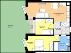 3 pokoje, mieszkanie 58,46 m², piętro 1, oferta nr II/84, Miasteczko Nova Fala 2, Gdynia, Cisowa, ul. Morska 254-262