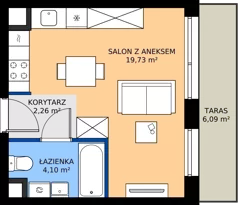 1 pokój, mieszkanie 26,09 m², piętro 5, oferta nr II/261, Miasteczko Nova Fala 2, Gdynia, Cisowa, ul. Morska 254-262