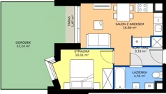 2 pokoje, mieszkanie 34,38 m², piętro 1, oferta nr II/214, Miasteczko Nova Fala 2, Gdynia, Cisowa, ul. Morska 254-262
