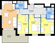 4 pokoje, mieszkanie 74,79 m², piętro 2, oferta nr II/225, Miasteczko Nova Fala 2, Gdynia, Cisowa, ul. Morska 254-262