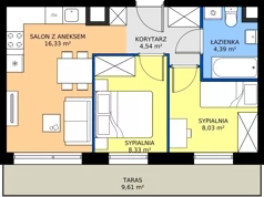 3 pokoje, mieszkanie 41,62 m², piętro 5, oferta nr II/262, Miasteczko Nova Fala 2, Gdynia, Cisowa, ul. Morska 254-262
