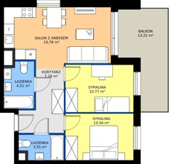 3 pokoje, mieszkanie 56,46 m², piętro 2, oferta nr II/219, Miasteczko Nova Fala 2, Gdynia, Cisowa, ul. Morska 254-262