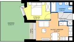 2 pokoje, mieszkanie 34,38 m², piętro 1, oferta nr II/214, Miasteczko Nova Fala 2, Gdynia, Cisowa, ul. Morska 254-262