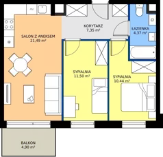 3 pokoje, mieszkanie 55,15 m², piętro 2, oferta nr II/303, Miasteczko Nova Fala 2, Gdynia, Cisowa, ul. Morska 254-262