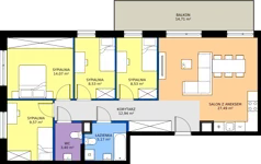 5 pokoi, mieszkanie 89,70 m², piętro 1, oferta nr C1/51, Miasteczko Julianów 2, Julianów, ul. Architektów