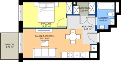 2 pokoje, mieszkanie 41,65 m², piętro 3, oferta nr C1/36, Miasteczko Julianów 2, Julianów, ul. Architektów