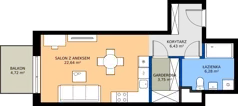 1 pokój, mieszkanie 39,10 m², piętro 1, oferta nr C1/50, Miasteczko Julianów 2, Julianów, ul. Architektów