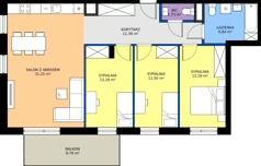 4 pokoje, mieszkanie 87,88 m², piętro 2, oferta nr C2/91, Miasteczko Julianów 2, Julianów, ul. Architektów
