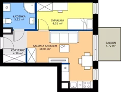 2 pokoje, mieszkanie 37,16 m², piętro 1, oferta nr C2/88, Miasteczko Julianów 2, Julianów, ul. Architektów