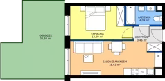 2 pokoje, mieszkanie 38,27 m², parter, oferta nr C2/66, Miasteczko Julianów 2, Julianów, ul. Architektów