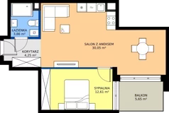 2 pokoje, mieszkanie 50,77 m², piętro 2, oferta nr C2/101, Miasteczko Julianów 2, Julianów, ul. Architektów