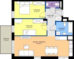 3 pokoje, mieszkanie 67,30 m², piętro 3, oferta nr C2/107, Miasteczko Julianów 2, Julianów, ul. Architektów