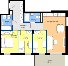 4 pokoje, mieszkanie 72,75 m², piętro 3, oferta nr C2/183, Miasteczko Julianów 2, Julianów, ul. Architektów