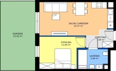 2 pokoje, mieszkanie 44,51 m², parter, oferta nr C2/70, Miasteczko Julianów 2, Julianów, ul. Architektów
