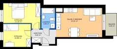 3 pokoje, mieszkanie 57,07 m², piętro 2, oferta nr C2/136, Miasteczko Julianów 2, Julianów, ul. Architektów