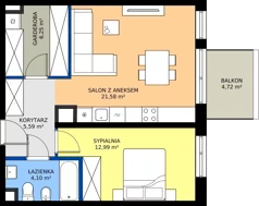 2 pokoje, mieszkanie 50,51 m², piętro 1, oferta nr C2/148, Miasteczko Julianów 2, Julianów, ul. Architektów